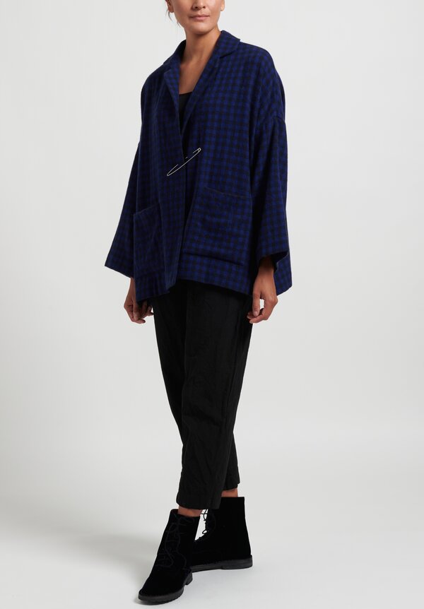 Daniela Gregis Cashmere Checkered ''Giacca'' Jacket in Blue/Black	
