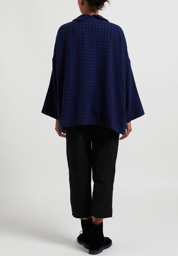 Daniela Gregis Cashmere Checkered ''Giacca'' Jacket in Blue/Black	