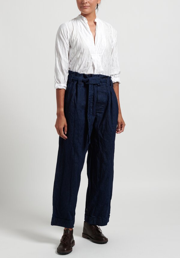 Daniela Gregis Denim Drawstring Waist Pants in Dark Blue	