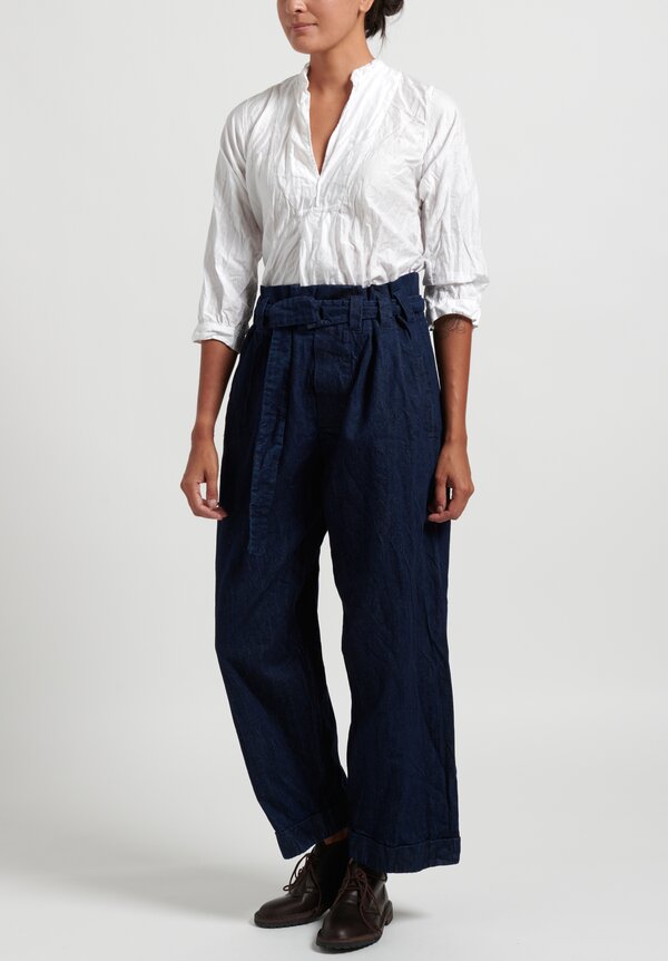 Daniela Gregis Denim Drawstring Waist Pants in Dark Blue	