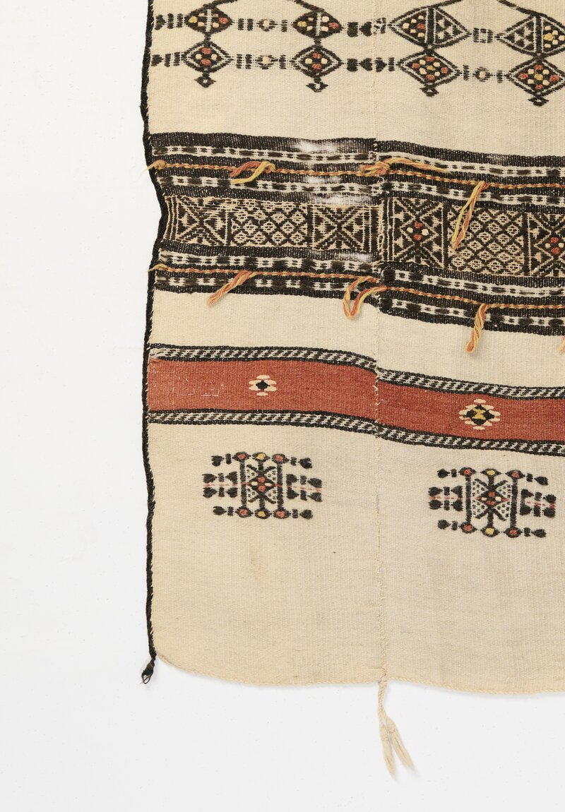 Exceptional Antique Fulani Shawl Blanket from Mali Cream/Black