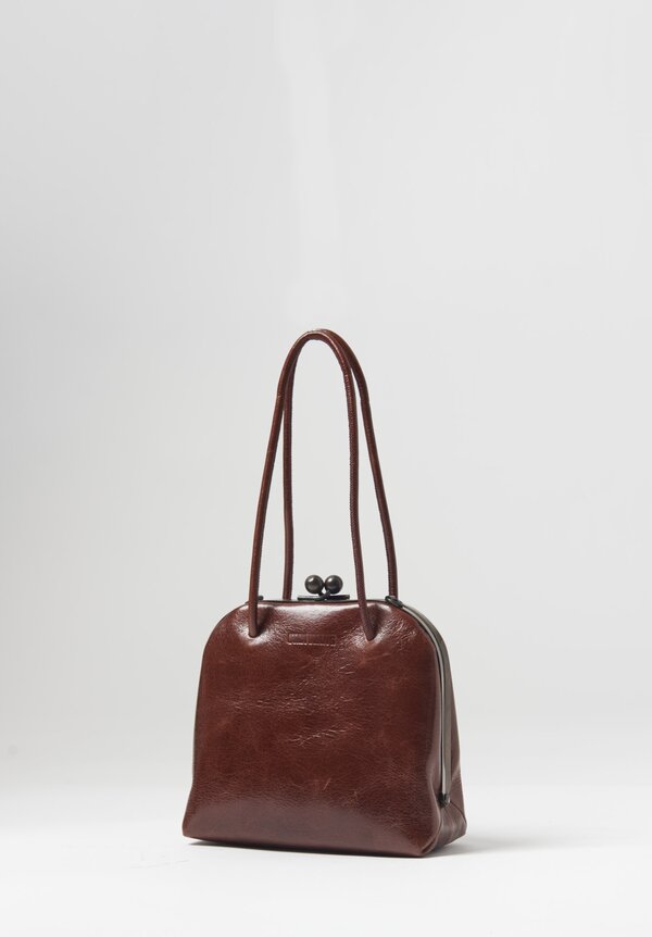 Uma Wang Small Calfskin Handbag in Red Brown	
