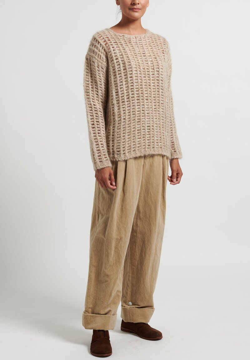 Uma Wang Mohair Loose Knit Sweater in Tan	
