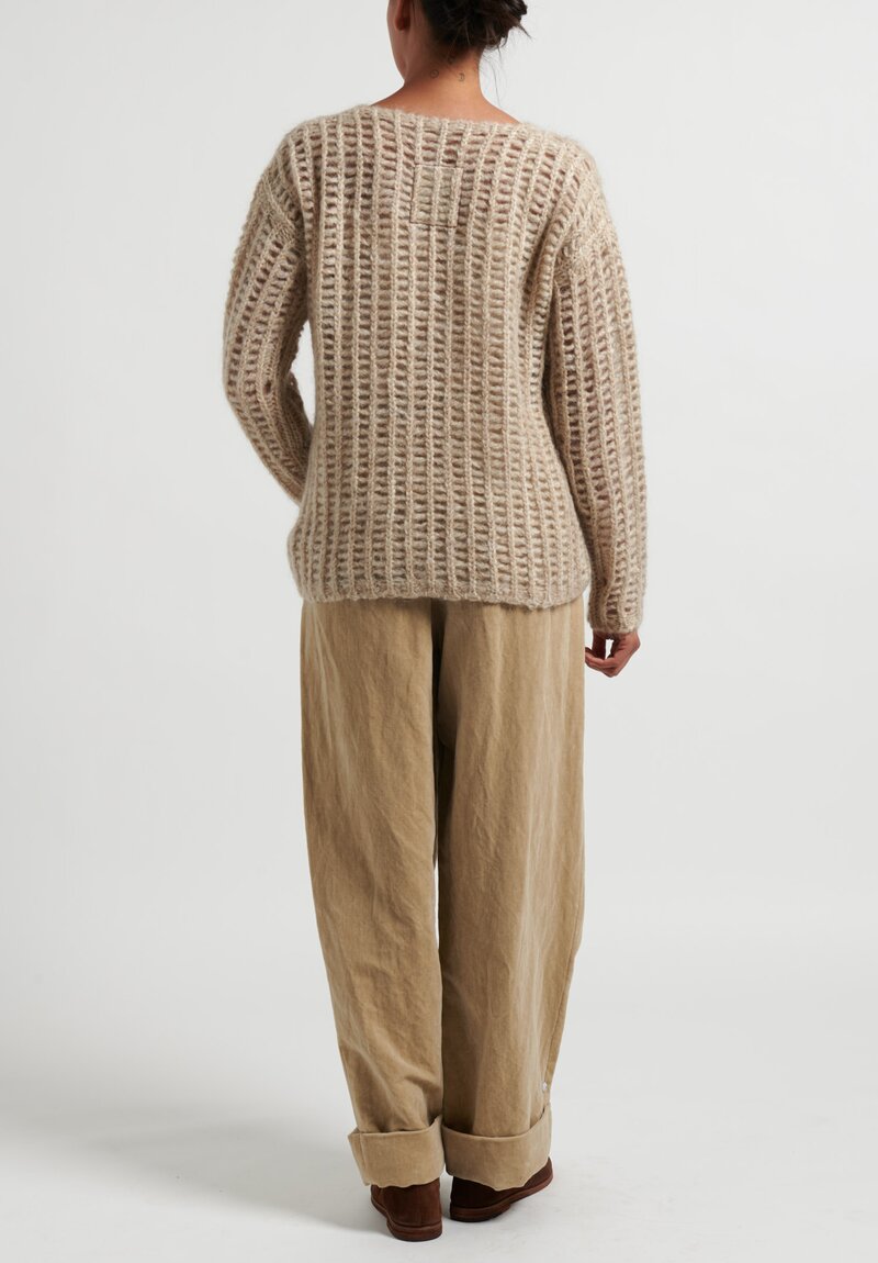 Uma Wang Mohair Loose Knit Sweater in Tan	