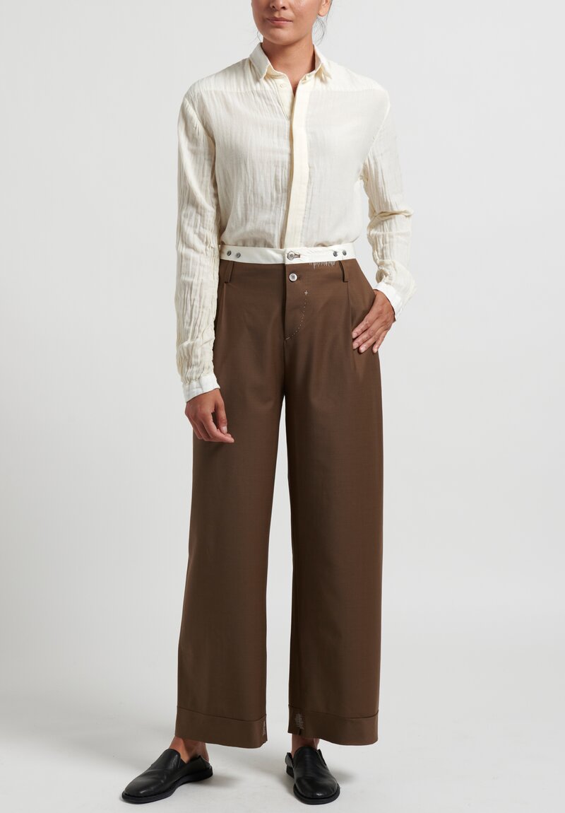 Umit Unal Wool Pleated Pants in Brown	