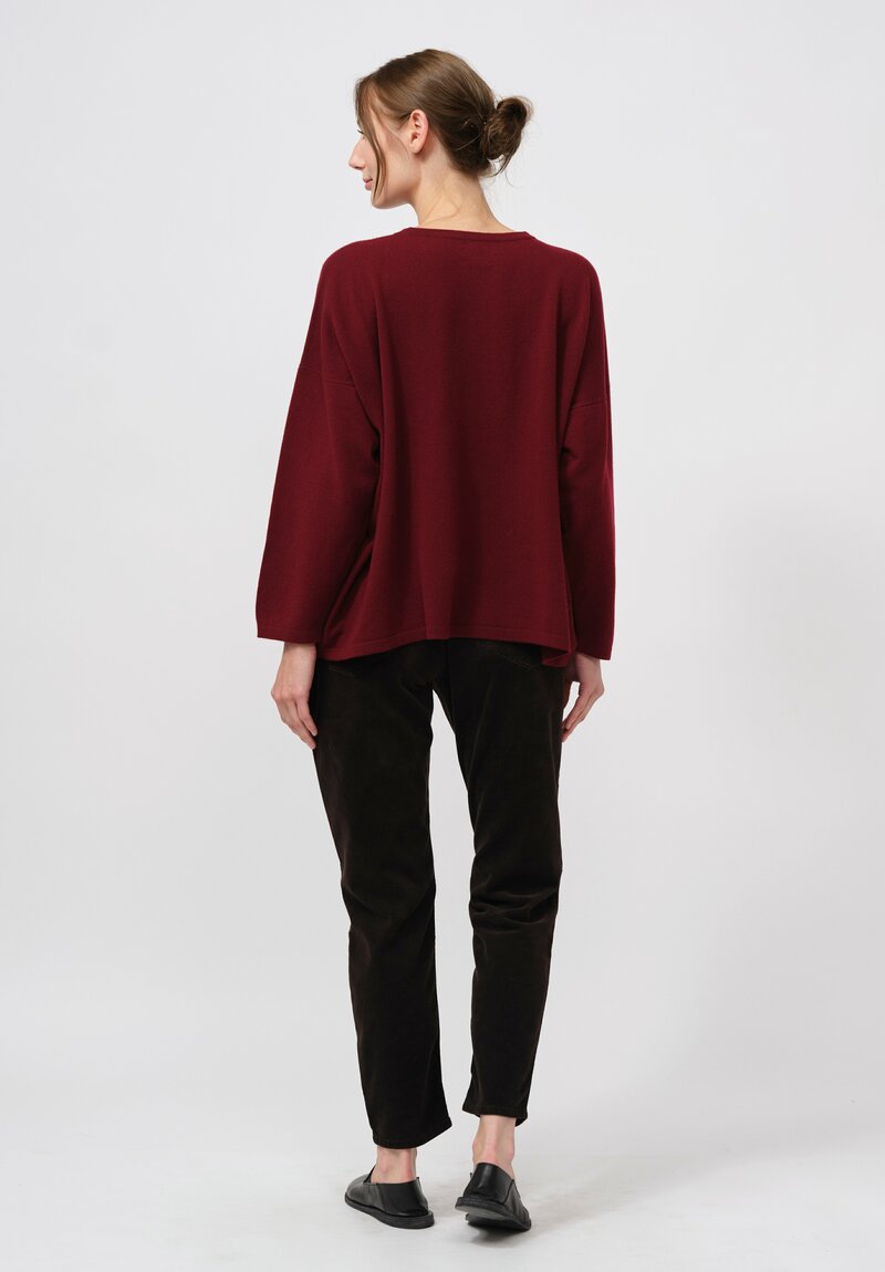 Hania New York Cashmere Sasha Short Crewneck Sweater in Drama Red	