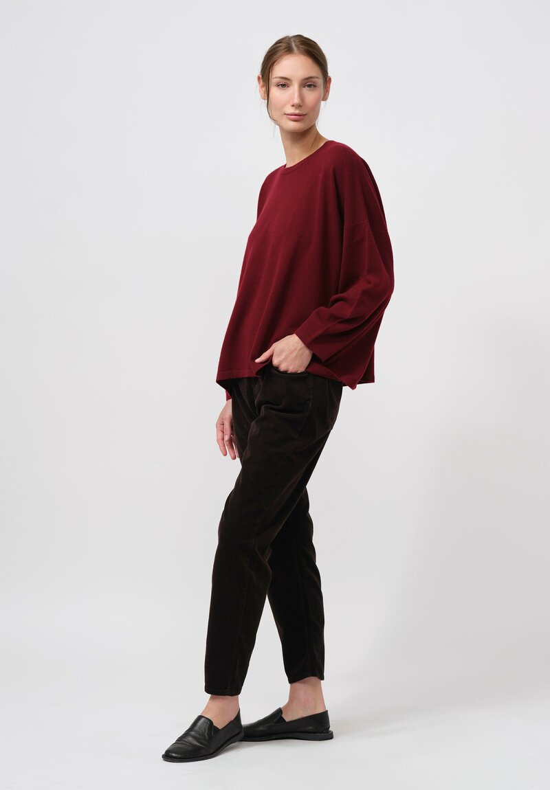 Hania New York Cashmere Sasha Short Crewneck Sweater in Drama Red	