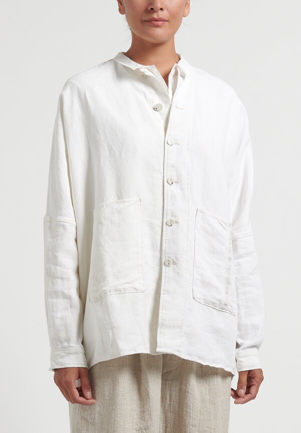 Kaval Linen Dolman Shirt in Off-White	