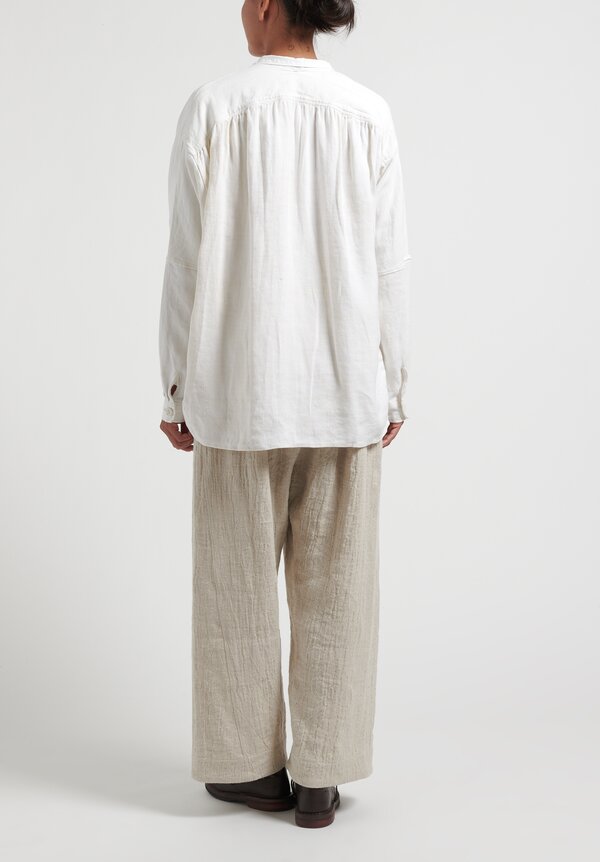Kaval Linen Dolman Shirt in Off-White	