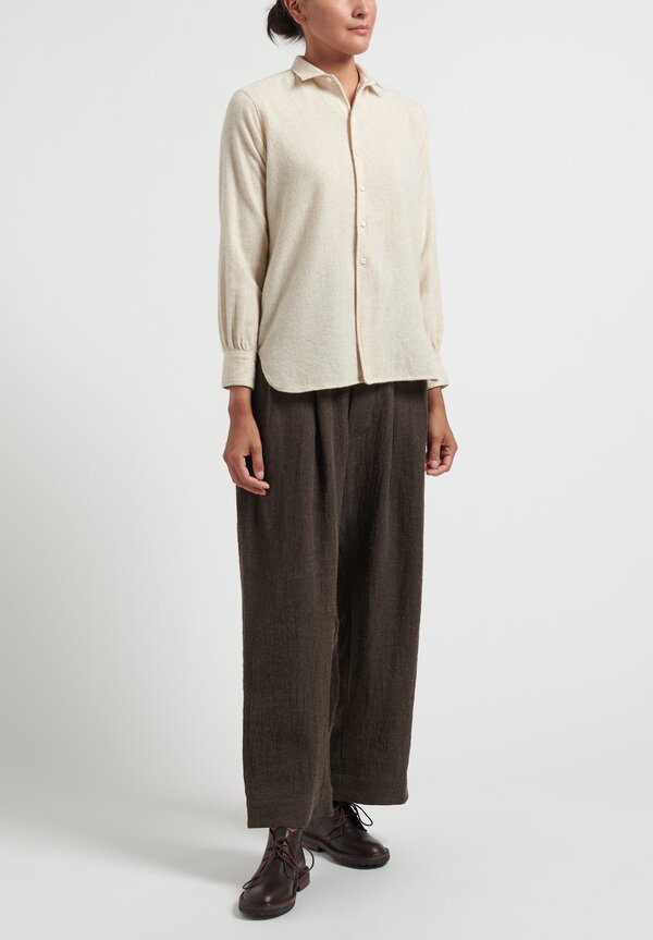 Kaval Wool/Cashmere Simple Shirt in Ecru	
