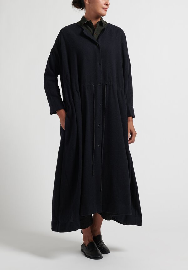 Kaval Front Button Dress in Navy Blue	
