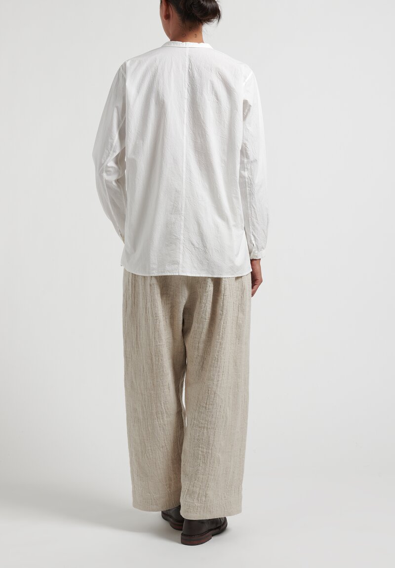 Kaval Cotton Small Collar Shirt in Off-White	