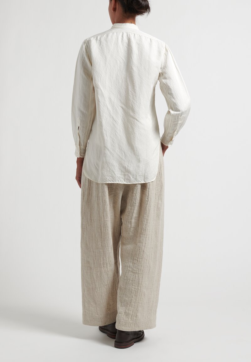 Kaval Simple Stitched Silk/Linen Twill Shirt	
