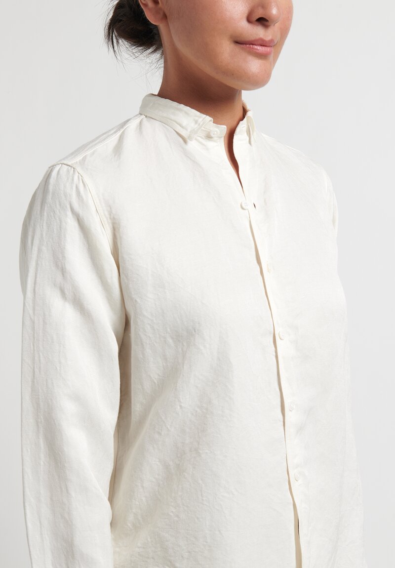 Kaval Simple Stitched Silk/Linen Twill Shirt	