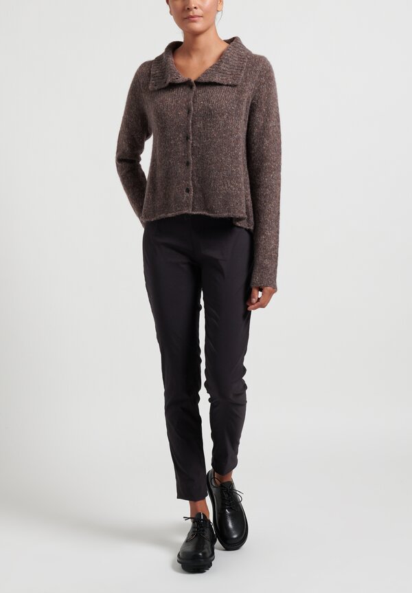 Rundholz Black Label Flecked Cowl Neck Cardigan in Taupe Brown	