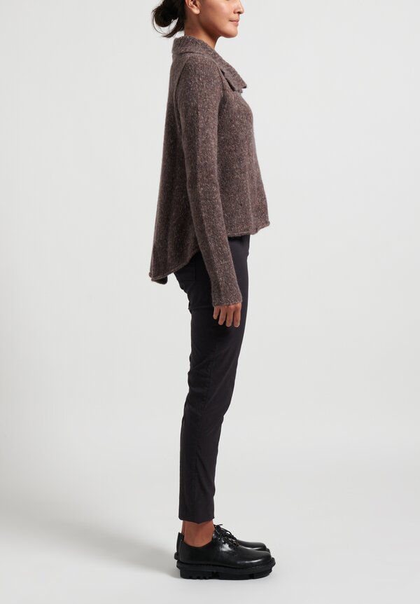 Rundholz Black Label Flecked Cowl Neck Cardigan in Taupe Brown	