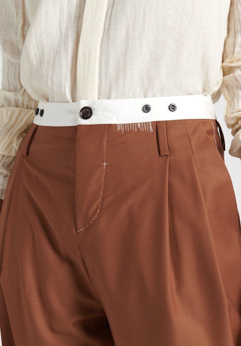 Umit Unal Pleated Pants in Tobacco Brown	