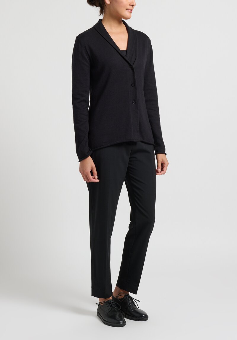 Peter O. Mahler Collared Cashmere Cardigan in Black	