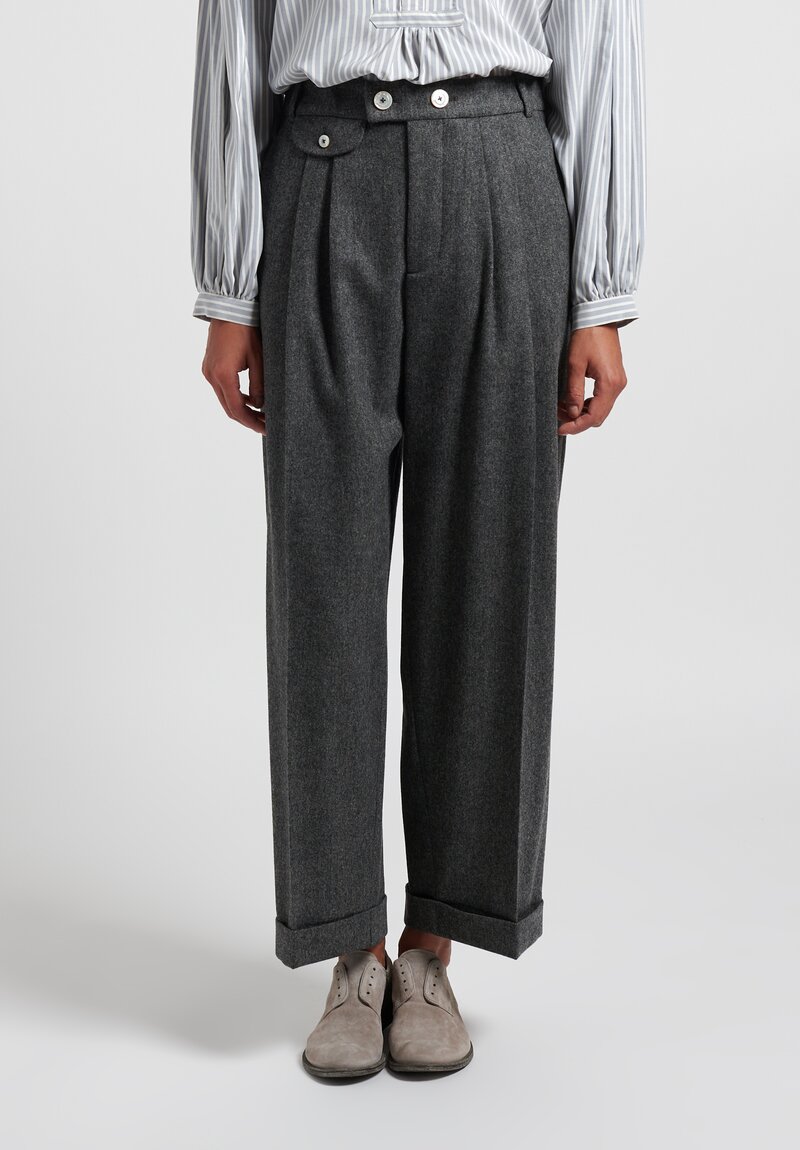 Zanini Soft Wool Flannel Pants in Medium Grey	
