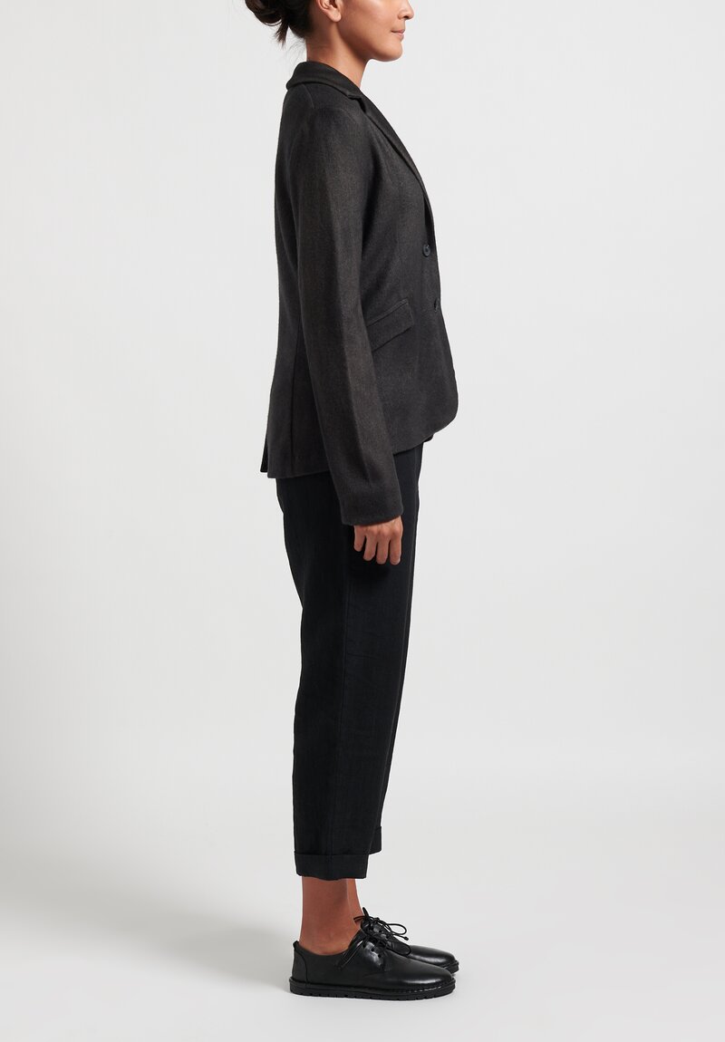 Avant Toi Felted Fitted Blazer in Nero/Moss Grey	