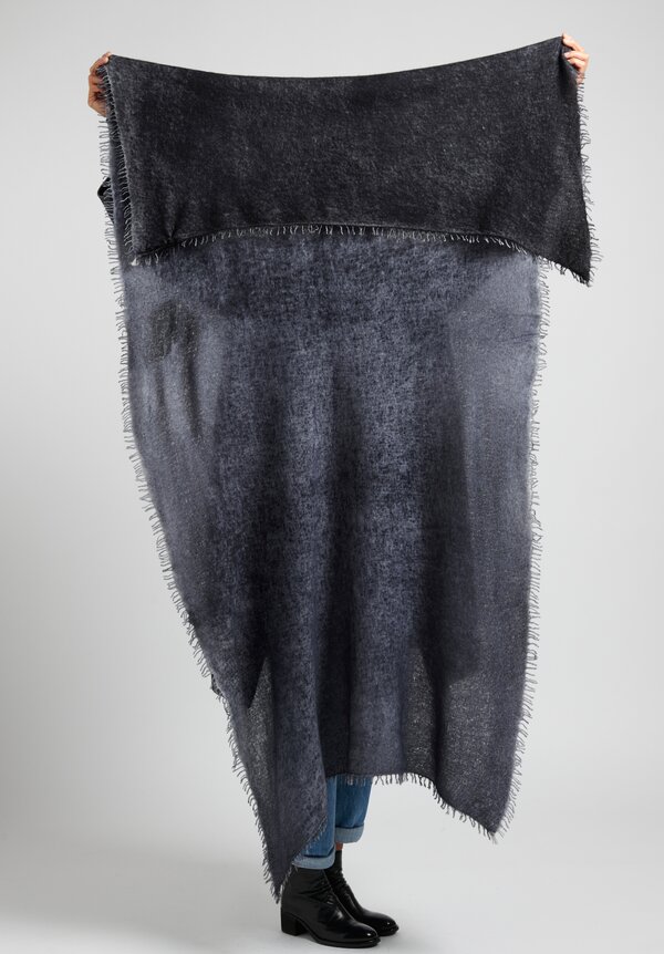 Avant Toi Felted Knitted Scarf in Nero/Blue Navy	