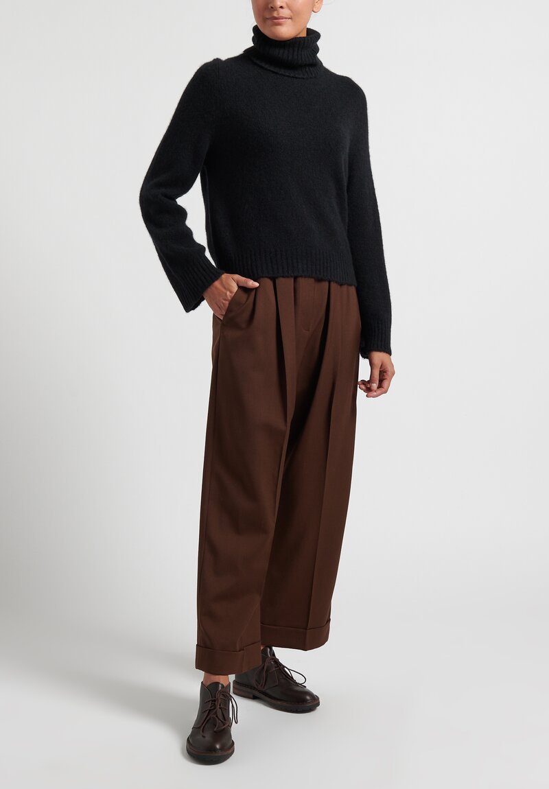 Boboutic Cashmere/ Silk Turtleneck Sweater in Black	