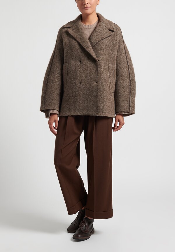 Boboutic Short Knit Coat in Taupe/Brown	