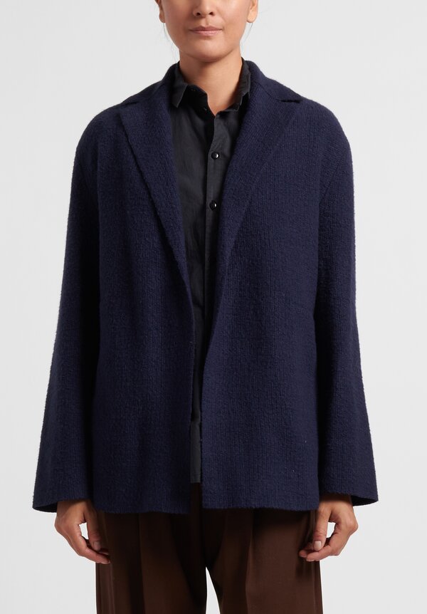 Boboutic Cotton Open Front Jacket in Navy Blue	