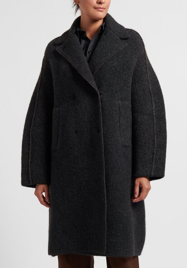 Boboutic Plush Knit Coat in Brown/Charcoal Grey	