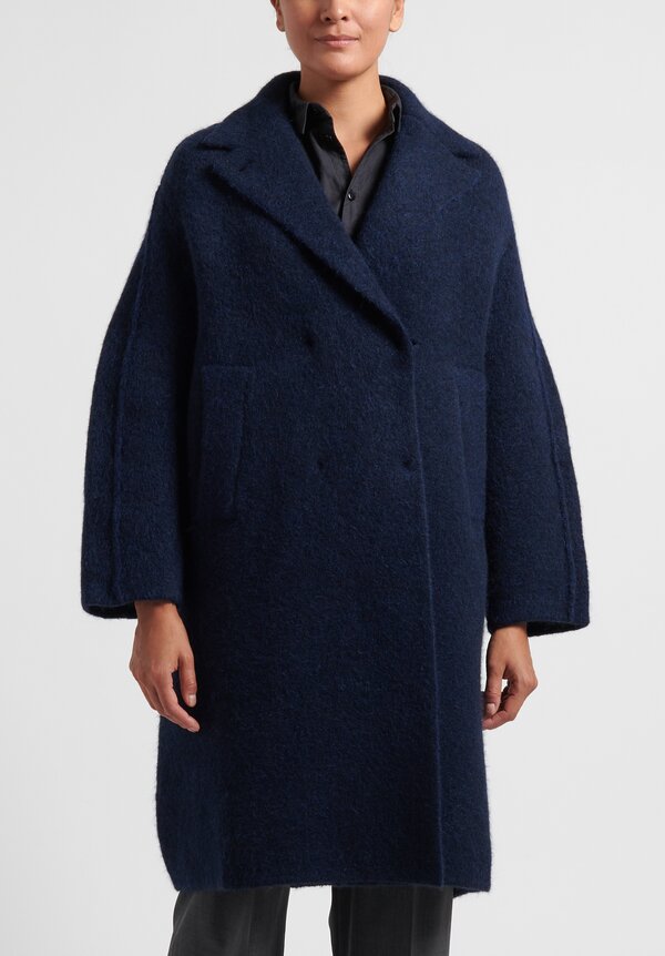 Boboutic Plush Knit Coat in Solid Blue	