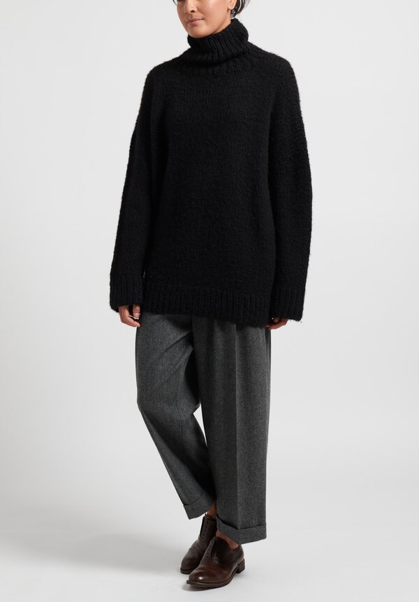 Zanini Hand-Knit Yak Turtleneck Sweater in Black	