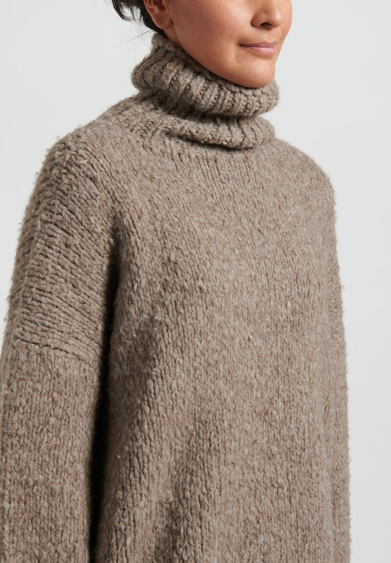 Zanini Hand-Knit Yak Turtleneck Sweater in Natural	