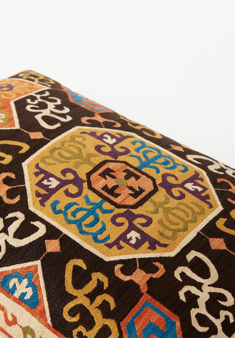 Caucasian Embroidered Karabag Vine Motif Lumbar Pillow	