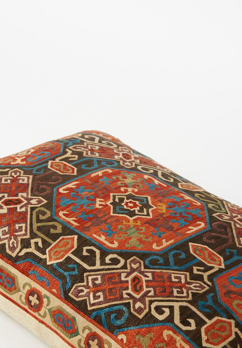 Caucasian Embroidered Karabag Violet Accent Lumbar Pillow	