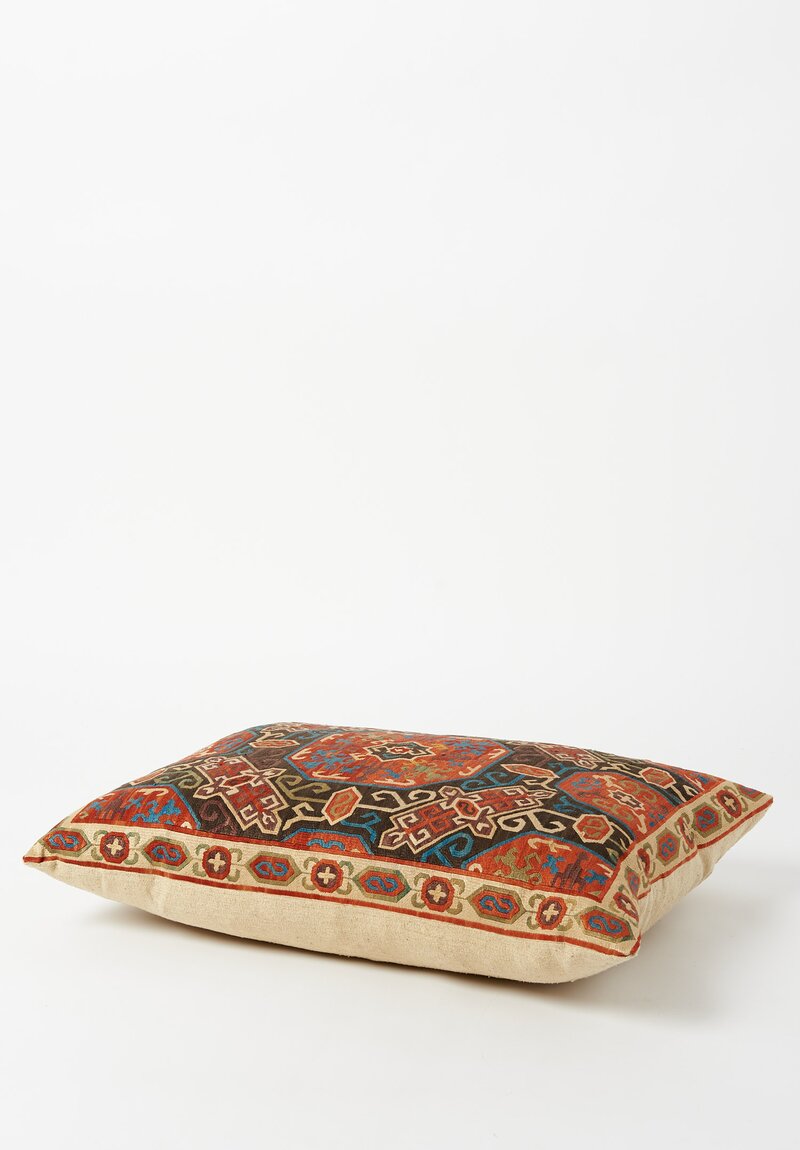 Caucasian Embroidered Karabag Violet Accent Lumbar Pillow	