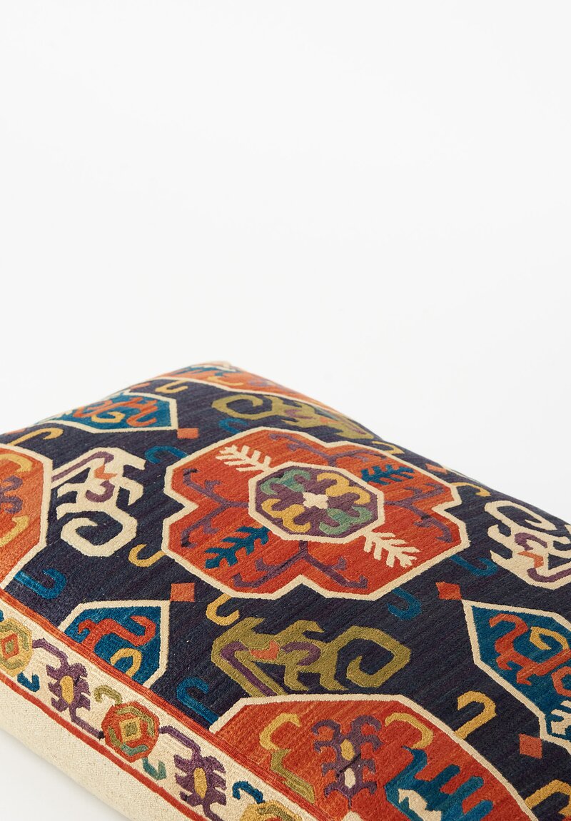 Caucasian Embroidered Karabag Antler Motif Rectangle Pillow	