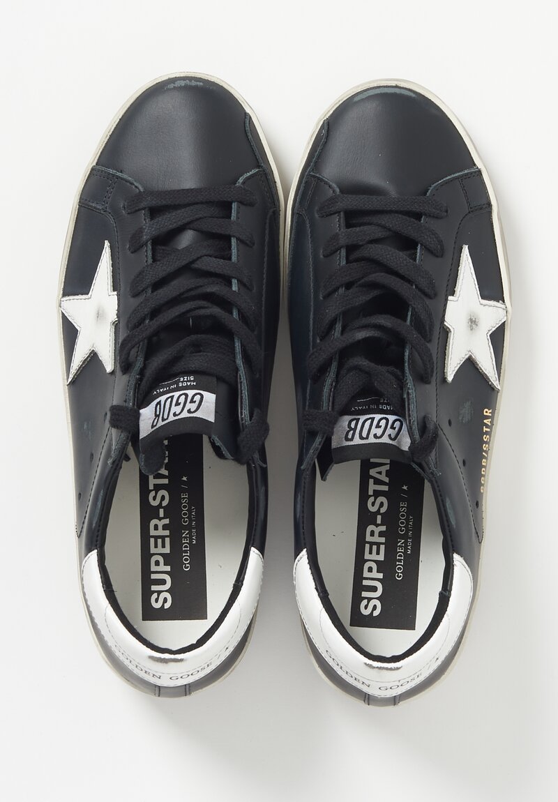 Golden Goose Superstar Sneaker with White Star in Black	