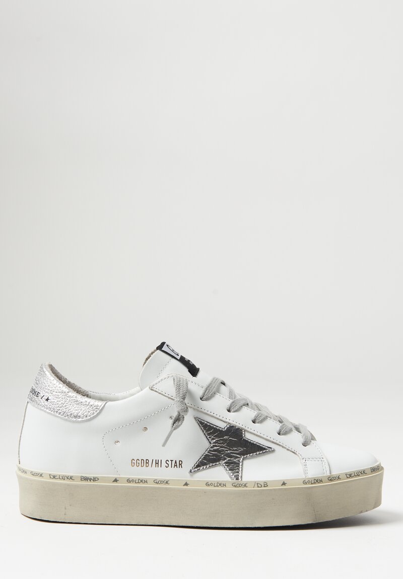 Hi Star Sneaker with Silver Star & Heel in White	