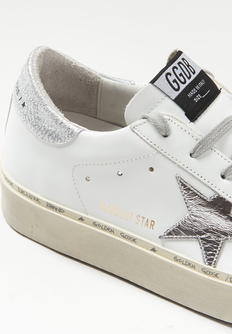 Hi Star Sneaker with Silver Star & Heel in White	