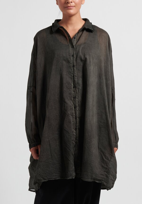 Rundholz Black Label Cotton Button-Front Tunic in Anthracite Cloud Grey