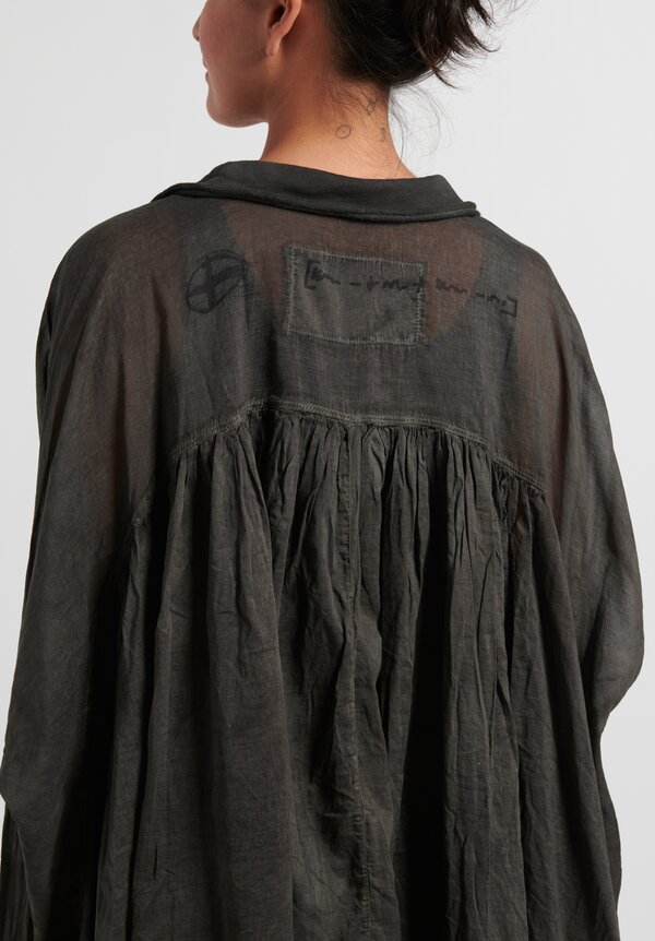 Rundholz Black Label Cotton Button-Front Tunic in Anthracite Cloud Grey