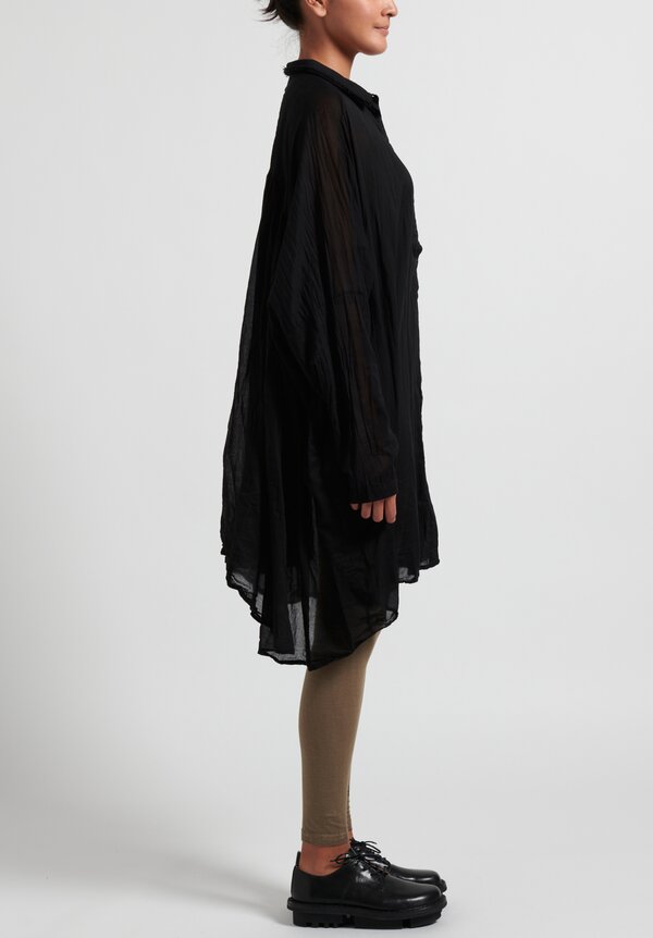 Rundholz Black Label Cotton Pleated Back Tunic in Black