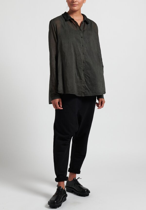 Rundholz Black Label Button-Front Shirt in Anthracite Cloud Grey