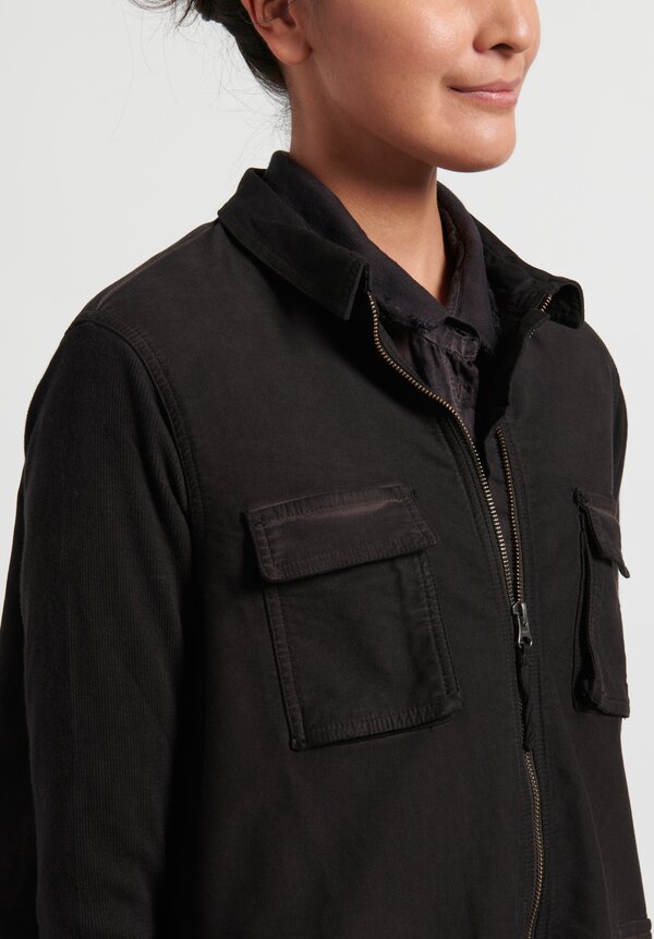 Rundholz Black Label Double Pocket Zip-Up Jacket in Mocha Cloud Brown	