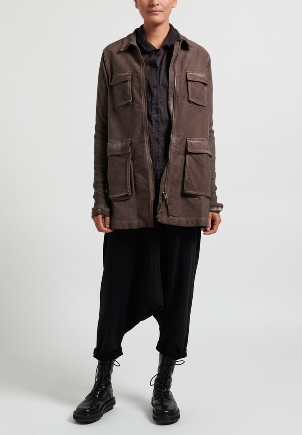 Rundholz Black Label Multi-Pocket Zip-Up Jacket in Taupe Cloud Brown	