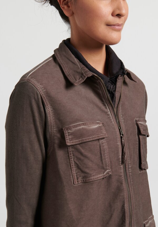 Rundholz Black Label Multi-Pocket Zip-Up Jacket in Taupe Cloud Brown	