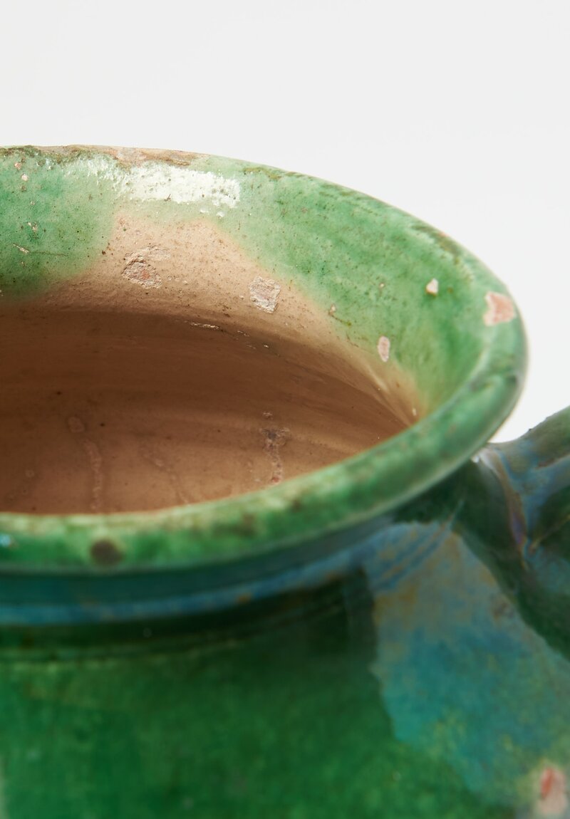Antique French Confit Pot in Green	