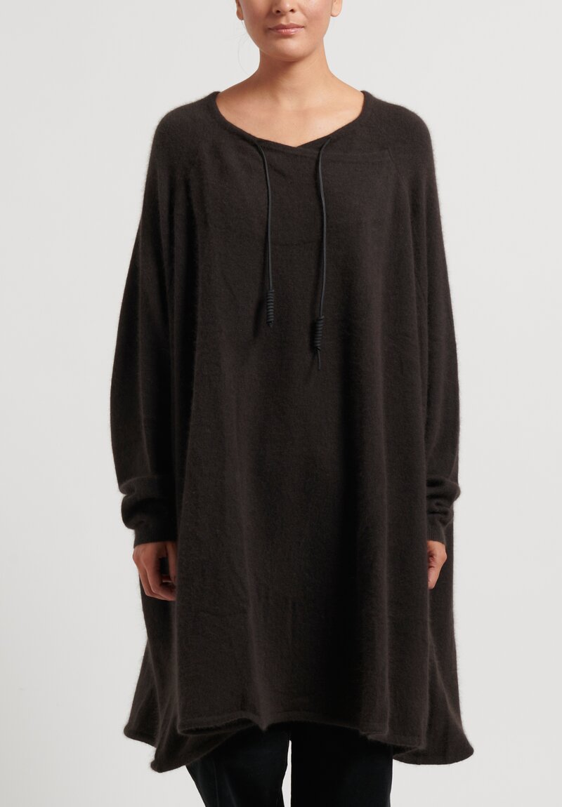 Rundholz DIP Knit Double Drawstring Tunic in Wood Brown	