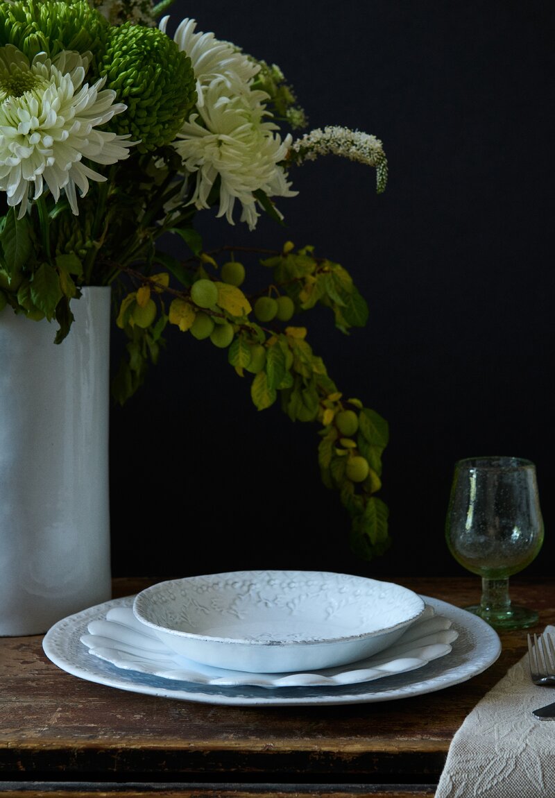 Astier de Villatte Marguerite Dinner Plate in White	
