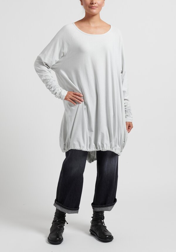 Rundholz DIP Gather Sleeve Drawstring Tunic in Birch White
